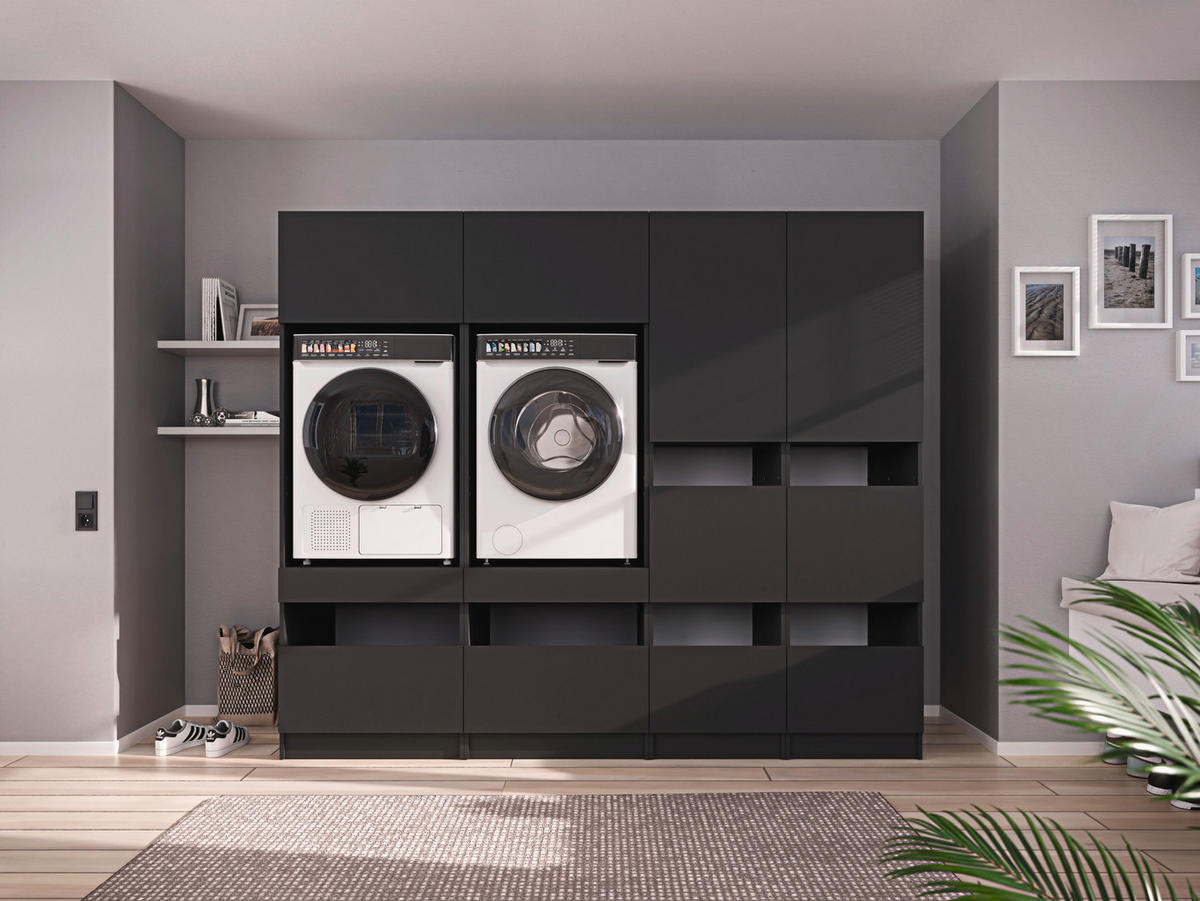 MEHRZWECKSCHRANK 50/200/68 cm  in Anthrazit  - Anthrazit/Schwarz, Design, Holzwerkstoff/Metall (50/200/68cm) - Milino