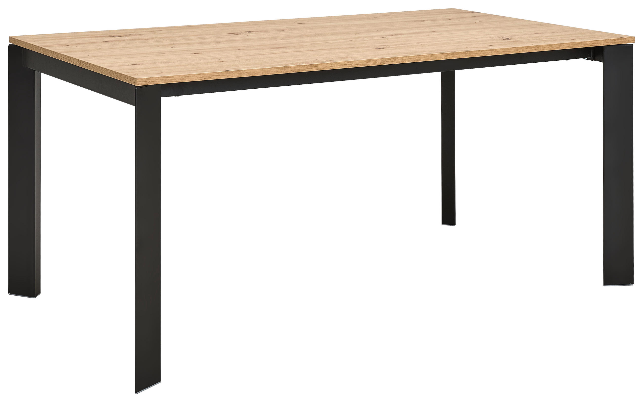 ESSTISCH Eiche Artisan rechteckig  ausziehbar  - Schwarz/Eiche Artisan, Design, Holzwerkstoff/Metall (160-250/90/75cm) - home24
