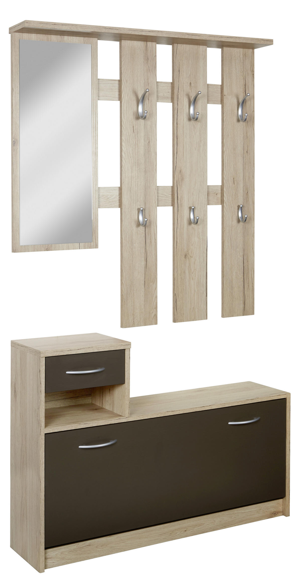 GARDEROBE  in 100/190/26 cm  - Eichefarben/Braun, KONVENTIONELL, Glas/Holzwerkstoff (100/190/26cm) - MID.YOU