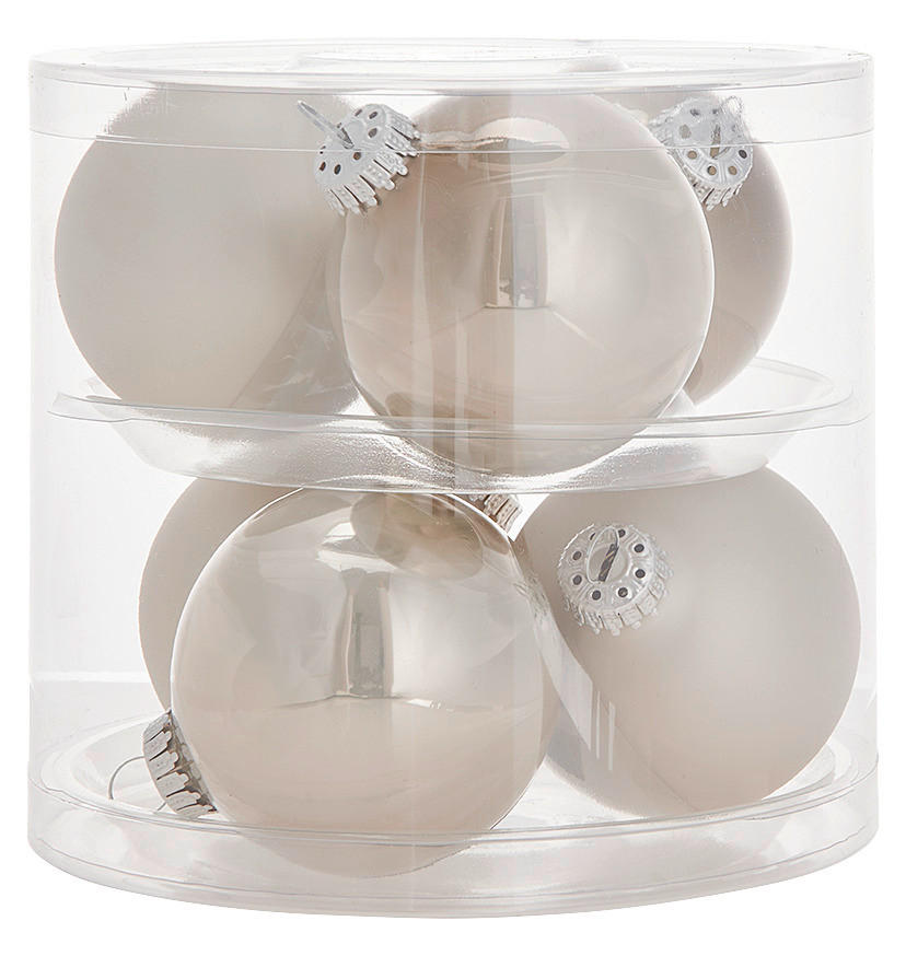 JULGRANSKULOR SET 8 cm 6 delar  - grå, Klassisk, glas (8cm)