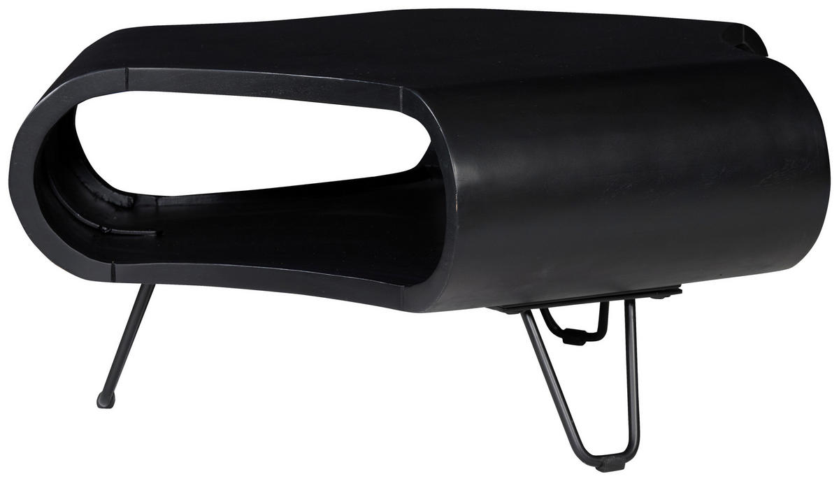 COUCHTISCH Akazie vollmassiv 95/95/39 cm dreieckig Schwarz  - Schwarz, Design, Holz/Metall (95/95/39cm) - Livetastic