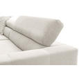 ECKSOFA Weiß Feincord Rücken echt, Kopfteilverstellung, Sitzvorzug  - Schwarz/Weiß, KONVENTIONELL, Textil/Metall (219/311cm) - Hom`in