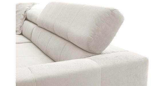 ECKSOFA Weiß Feincord Rücken echt, Kopfteilverstellung, Sitzvorzug  - Schwarz/Weiß, KONVENTIONELL, Textil/Metall (219/311cm) - Hom`in