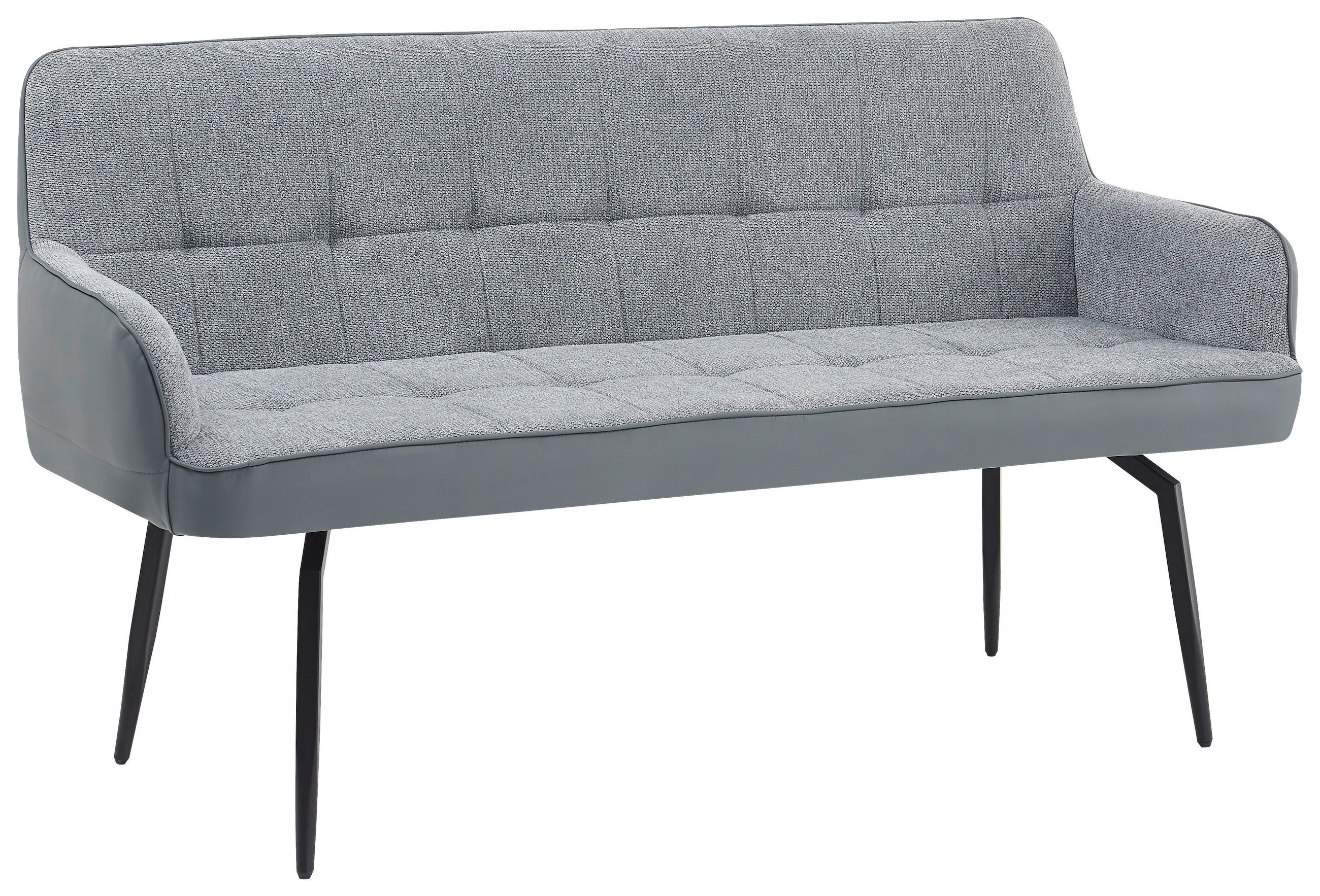 SITZBANK 161/90/61 cm Lederlook, Leinenoptik Hellgrau, Dunkelgrau  - Dunkelgrau/Hellgrau, MODERN, Textil/Metall (161/90/61cm) - Livetastic