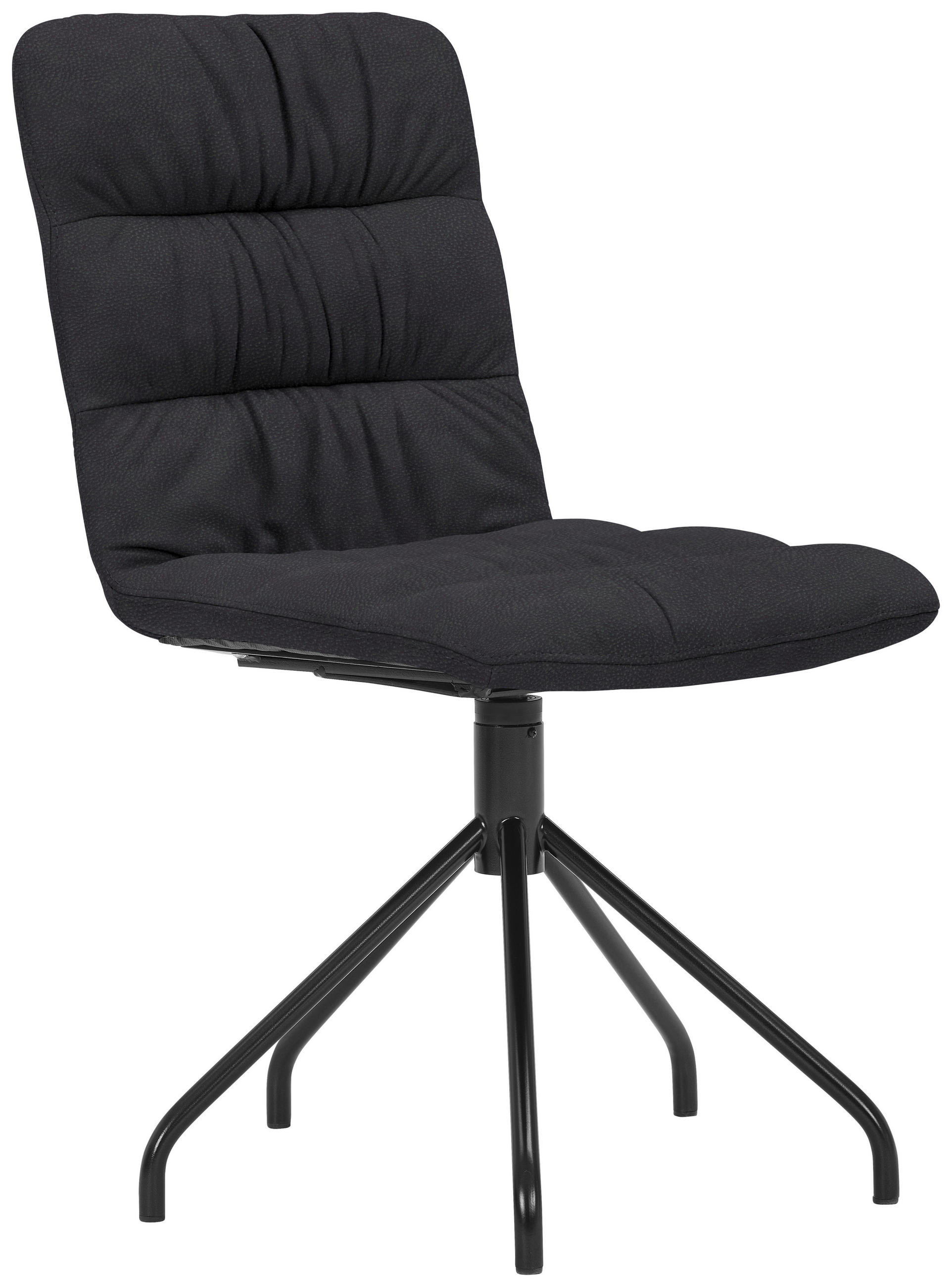 STUHL  in Stahl Echtleder naturbelassen Metall, Leder  - Schwarz, Design, Leder/Metall (52/90/60cm) - Bacher