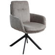 ARMLEHNSTUHL  Stoffauswahl, Sitzfläche 360° drehbar Cord  - Taupe/Schwarz, Design, Textil/Metall (63,5/88,5/66,5cm) - Novel