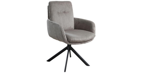 ARMLEHNSTUHL  Stoffauswahl, Sitzfläche 360° drehbar Cord  - Taupe/Schwarz, Design, Textil/Metall (63,5/88,5/66,5cm) - Novel
