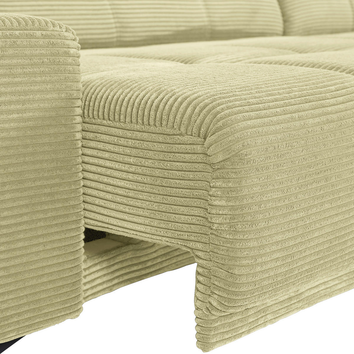ECKSOFA in Cord Hellgrün  - Schwarz/Hellgrün, Konventionell, Textil/Metall (295/165cm) - Carryhome