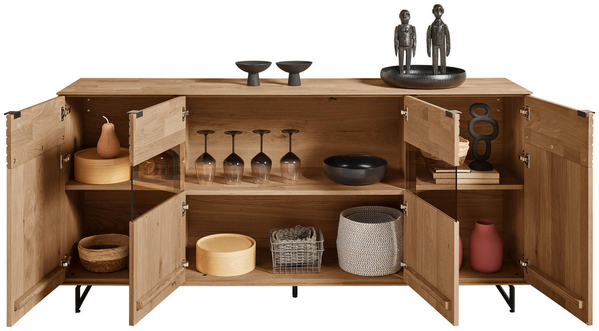 SIDEBOARD Eichefarben  192/94/44 cm  - Eichefarben/Anthrazit, Natur, Glas/Holz (192/94/44cm) - Valnatura