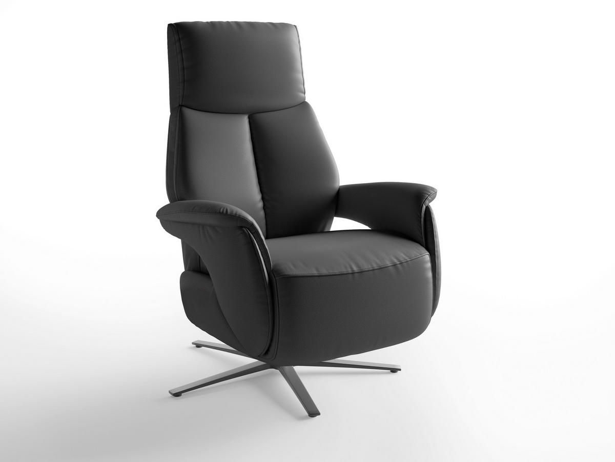 RELAXSESSEL Leder Schwarz  - Schwarz, Basics, Leder/Metall (75/110/85cm) - Sit & More