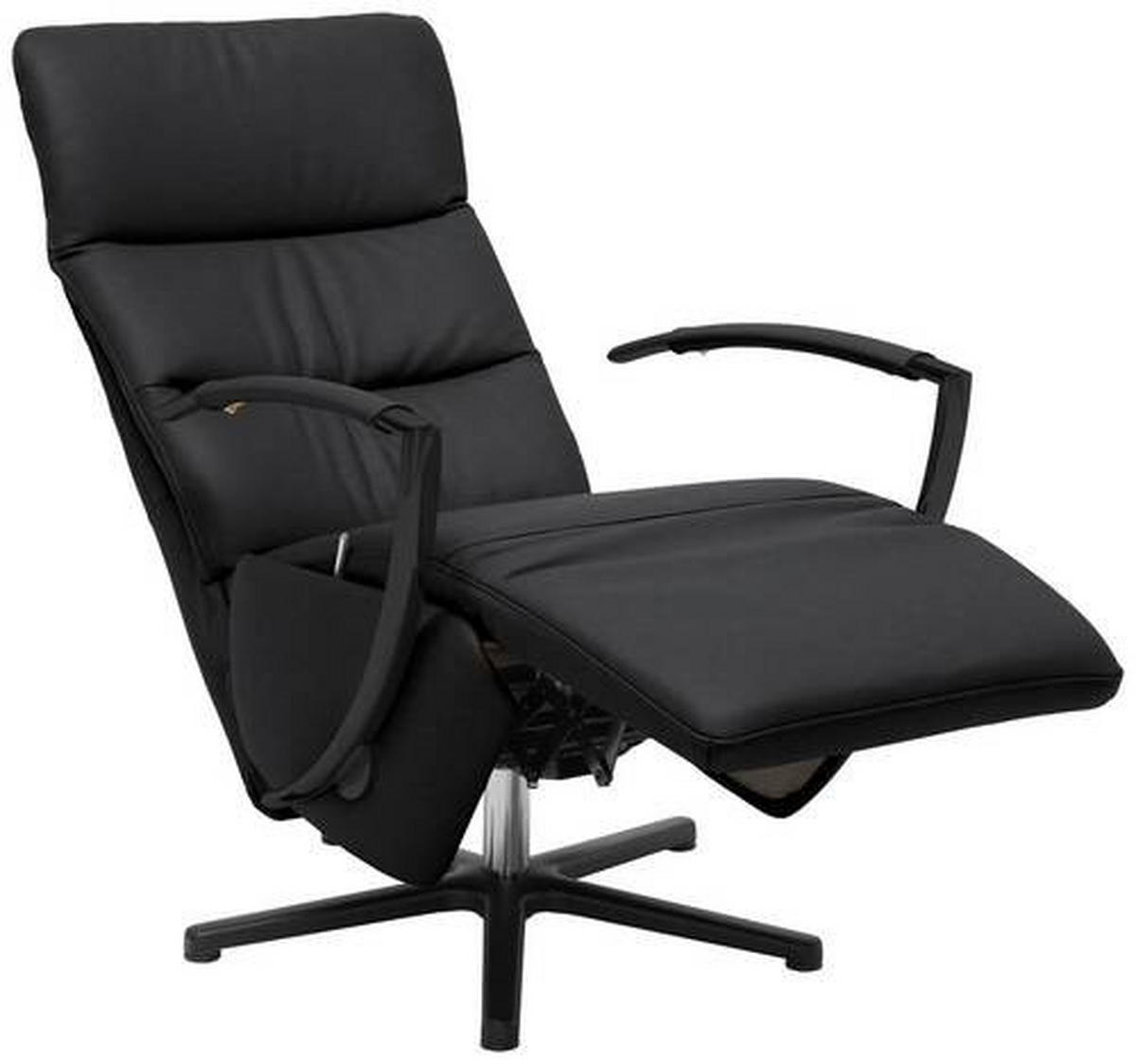 RELAXSESSEL in Leder Schwarz  - Schwarz, Design, Leder/Metall (64/112/80cm) - Cantus