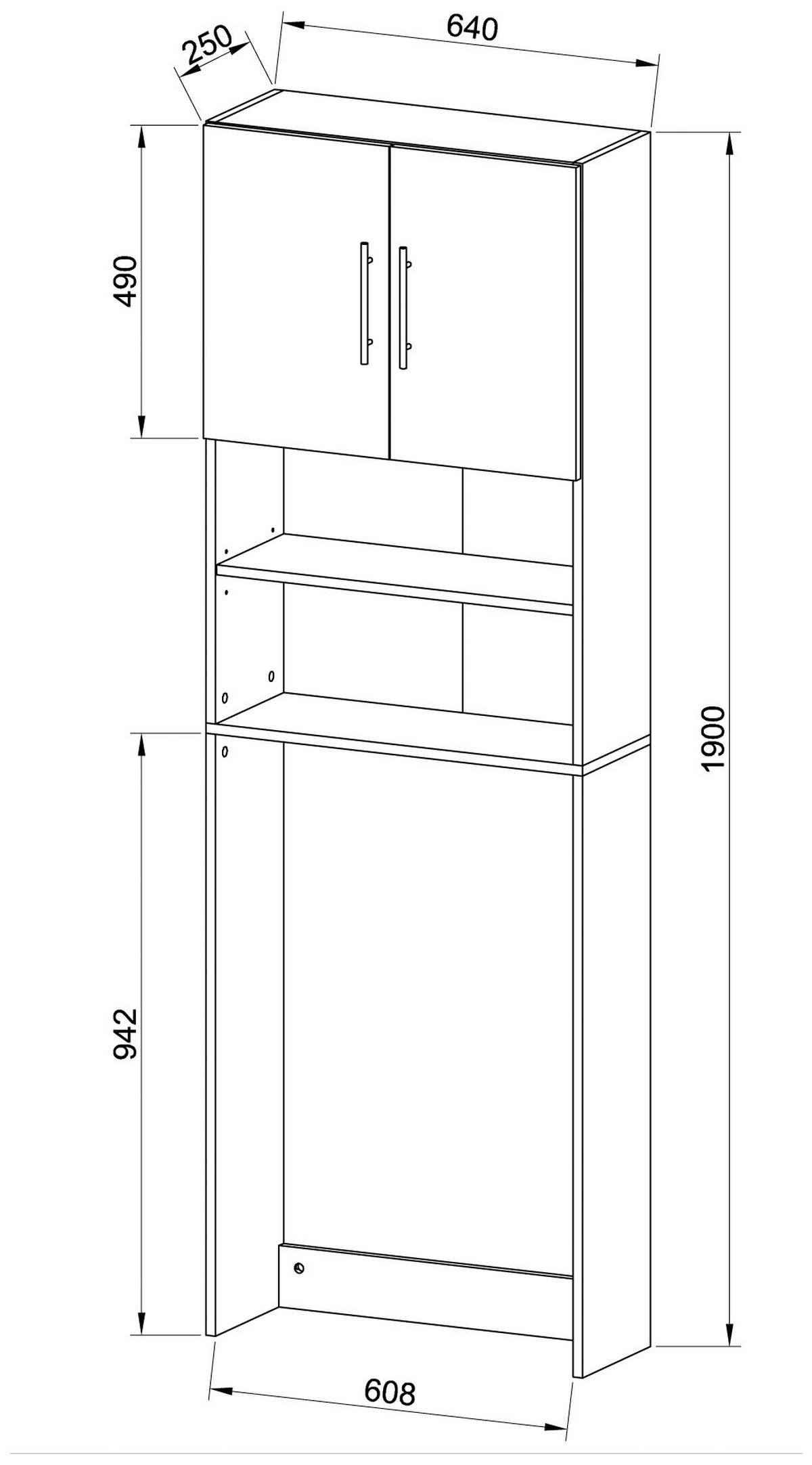 WASCHMASCHINENSCHRANK 64/190/25 cm  in Sonoma Eiche  - Silberfarben/Sonoma Eiche, MODERN, Holzwerkstoff/Kunststoff (64/190/25cm) - MID.YOU