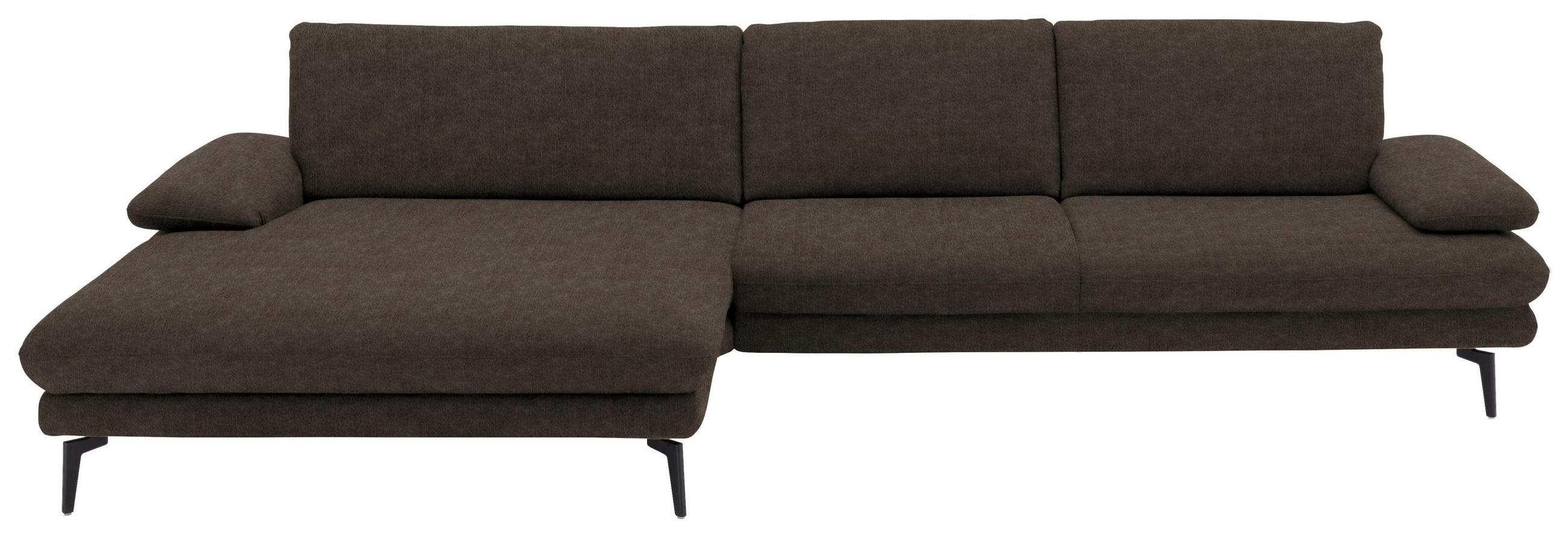ECKSOFA in Velours Dunkelbraun  180/310 cm  - Dunkelbraun/Schwarz, Design, Textil/Metall (180/310cm) - Dieter Knoll