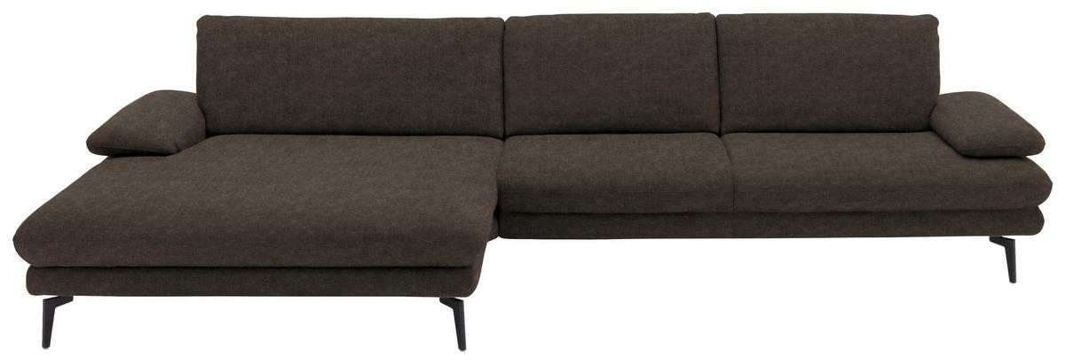 ECKSOFA in Velours Dunkelbraun  - Dunkelbraun/Schwarz, Design, Textil/Metall (180/310cm) - Dieter Knoll