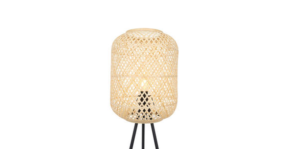 STEHLEUCHTE 62/165 cm    - Schwarz/Naturfarben, Trend, Naturmaterialien/Metall (62/165cm) - Novel