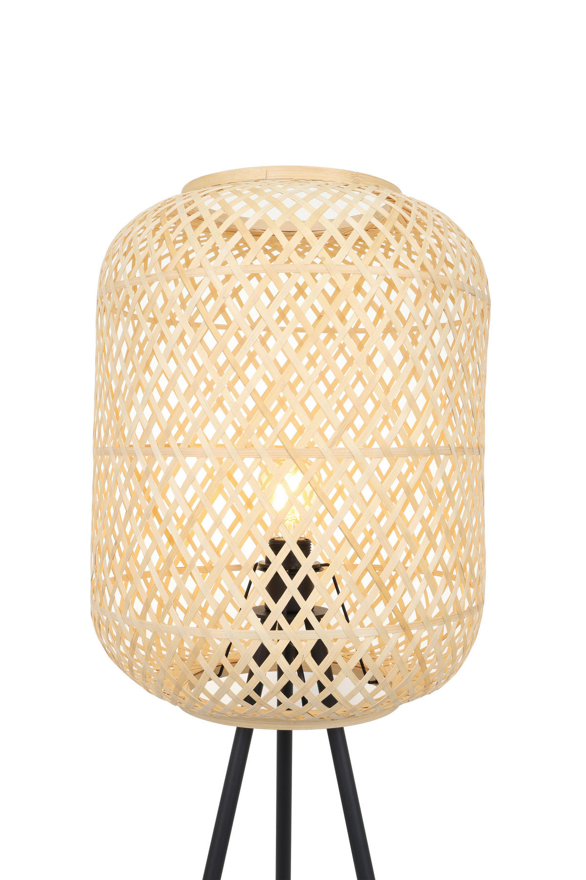 STOJACÍ LAMPA, 62/165 cm  - černá/přírodní barvy, Trend, kov/přírodní materiály (62/165cm) - Novel