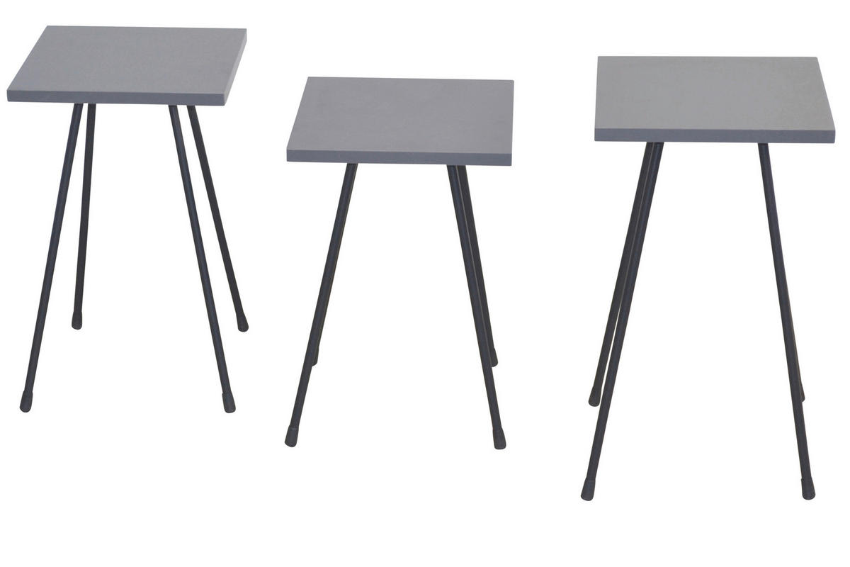 BEISTELLTISCHSET quadratisch Anthrazit  - Anthrazit/Schwarz, Design, Holzwerkstoff/Metall (29/29/52cm) - MID.YOU