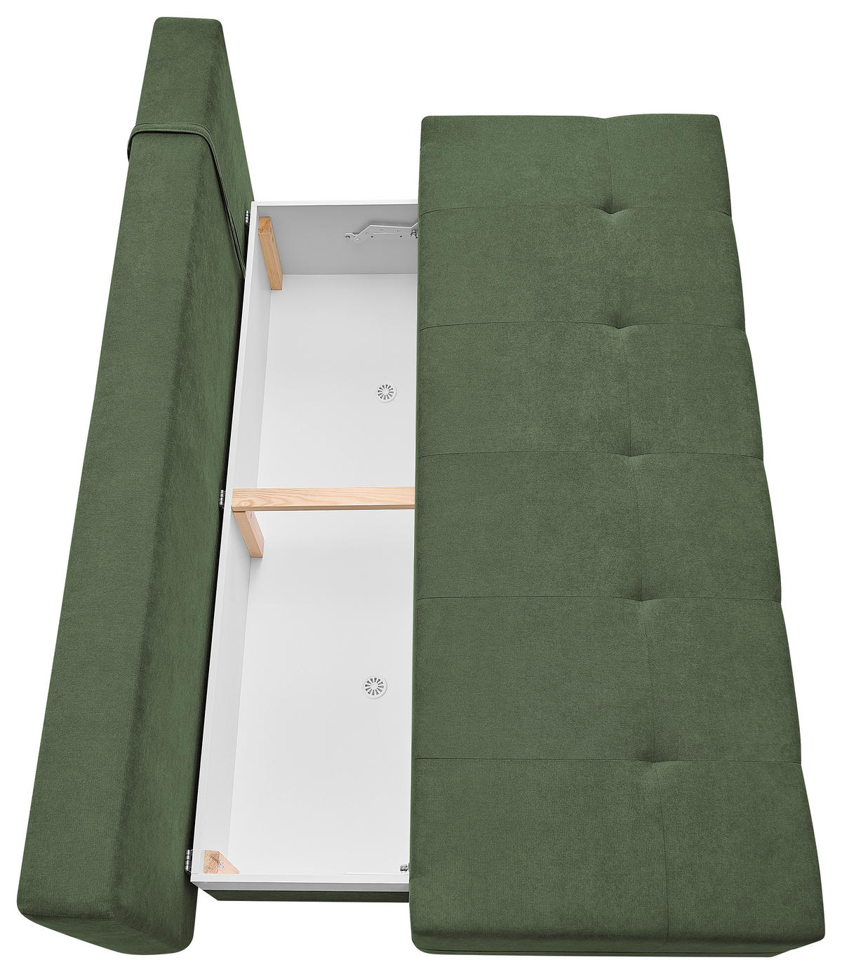 SCHLAFSOFA LUMOS Samt Grün  inkl. Rückenkissen, Armlehnenkissen, Schlaffunktion, Rücken echt, Stauraum  - Naturfarben/Grün, Design, Textil (206/96/96cm) - P & B