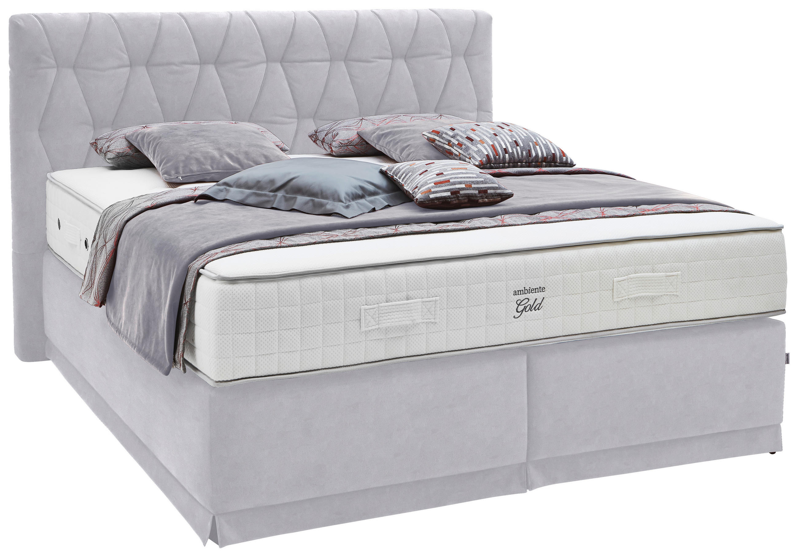 BOXSPRINGBETT 180/200 cm  in Hellgrau  - Hellgrau, KONVENTIONELL, Textil (180/200cm) - Ambiente