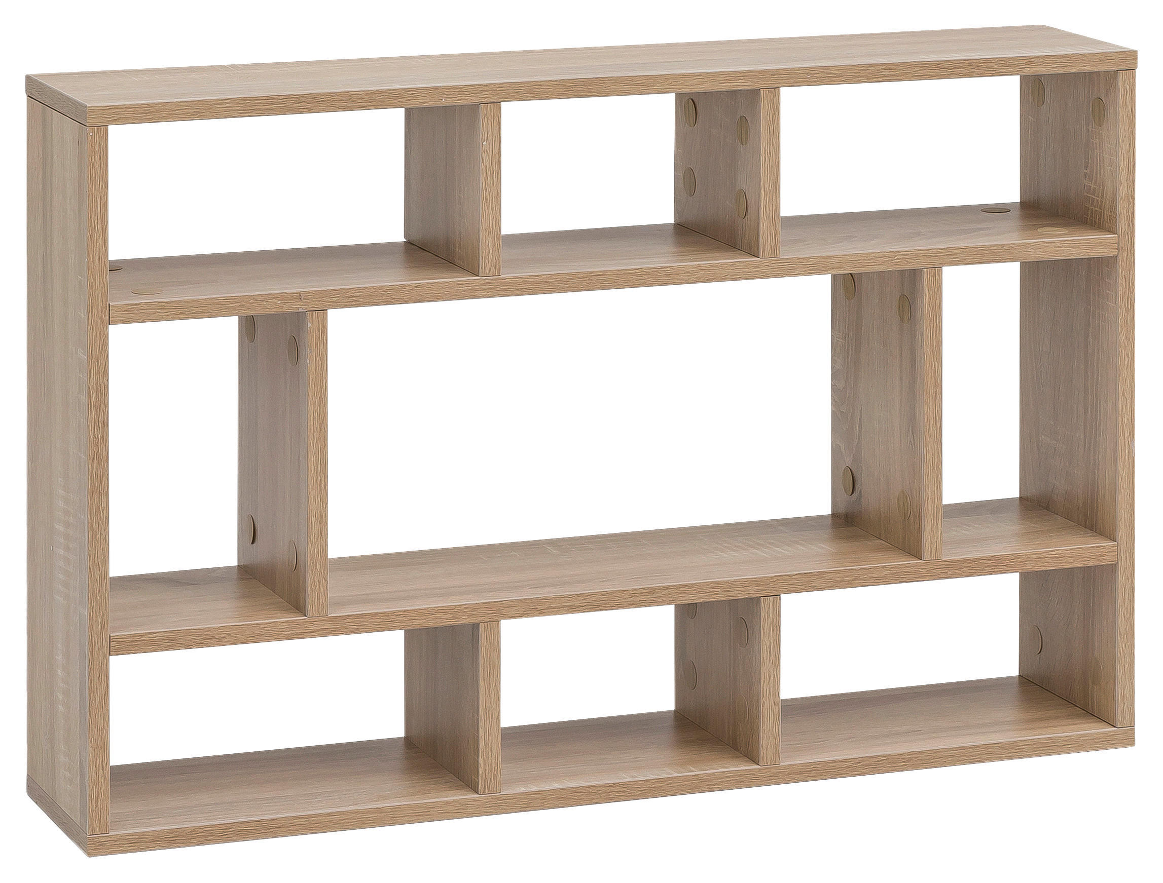 Wandregal B: 75 cm Eiche Dekor 9 Fächer
