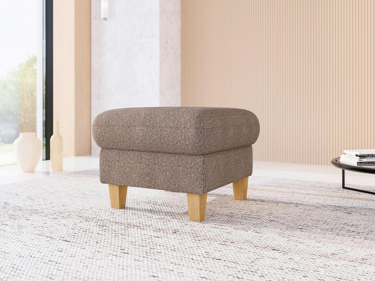 HOCKER GLENDALE E Chenille Cappuccino  - Eichefarben/Cappuccino, KONVENTIONELL, Holz/Textil (58/48/58cm) - Sit & More