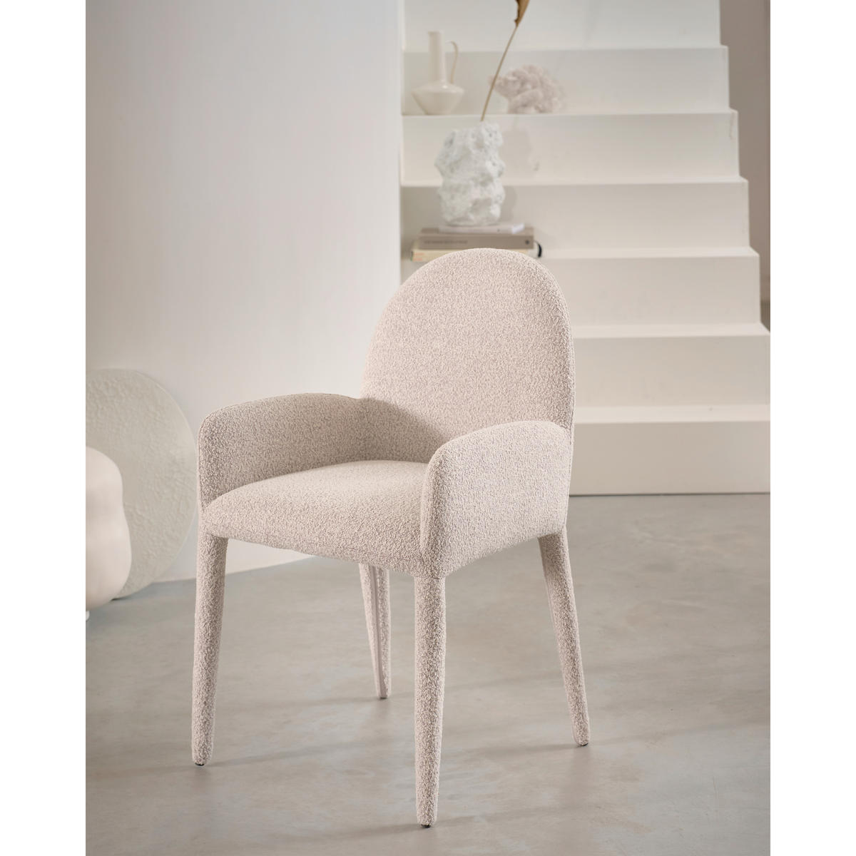 ARMLEHNSTUHL  in Bouclé  - Greige, Design, Textil (54/83/57cm) - Livetastic