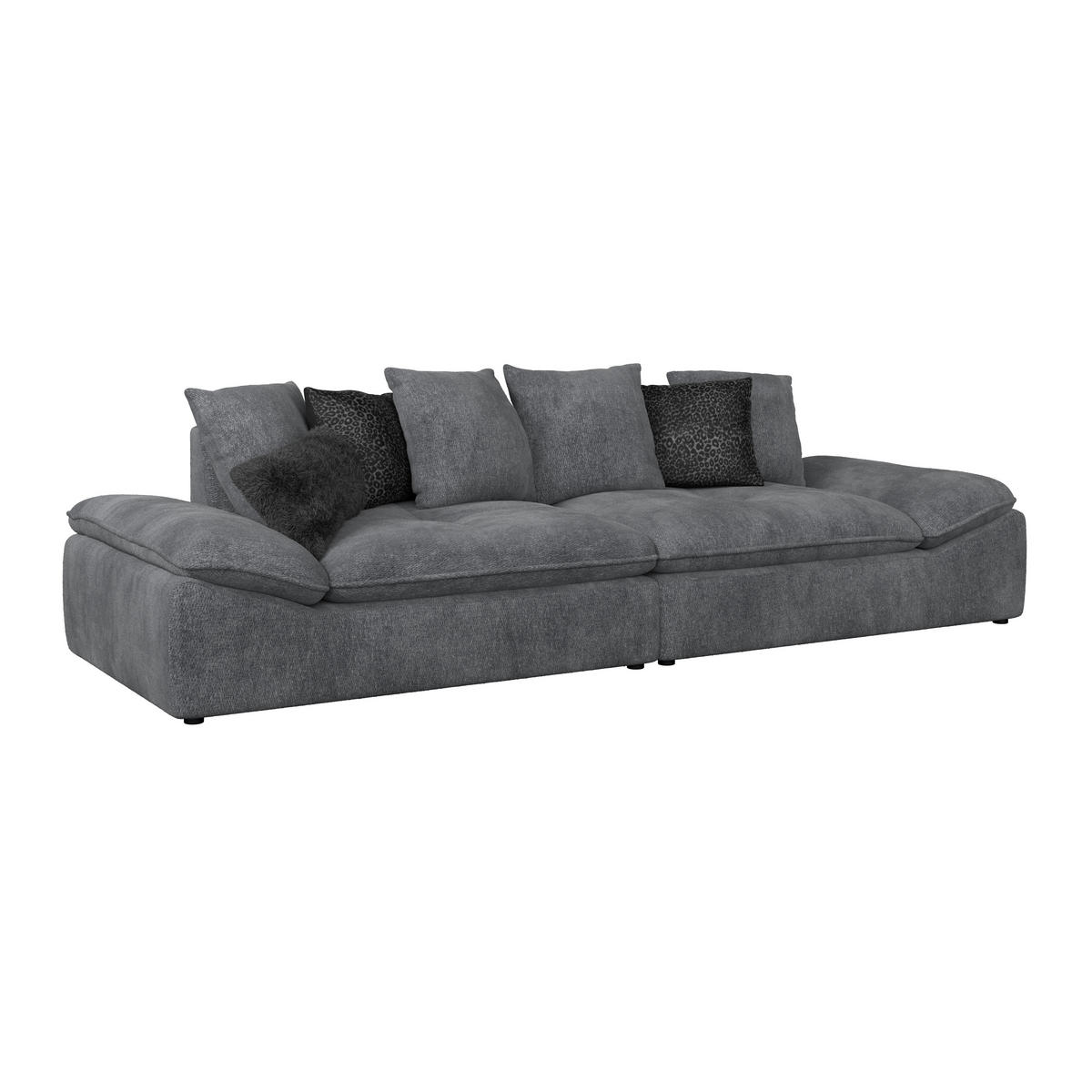 BIGSOFA Chenille Anthrazit  - Anthrazit/Schwarz, Trend, Textil (310/76-90/124cm) - MID.YOU