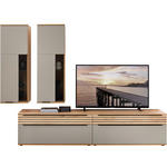 WOHNWAND  in Grau, Buchefarben  270/215/45 cm  - Buchefarben/Schwarz, KONVENTIONELL, Glas/Holzwerkstoff (270/215/45cm) - Venda