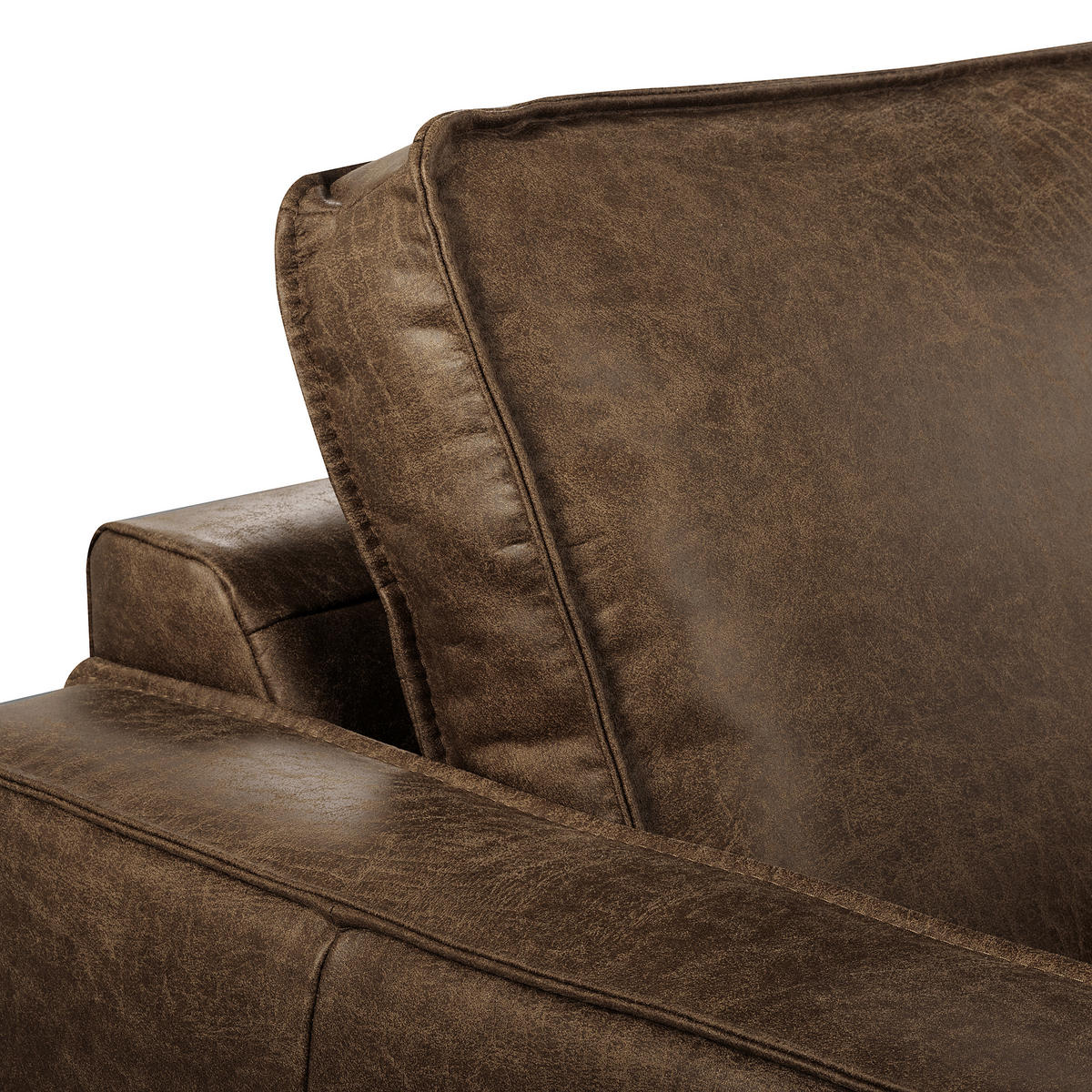 ECKSOFA Dunkelbraun Echtleder Lederlook Rücken echt  - Dunkelbraun/Schwarz, Design, Leder/Textil (166/238cm) - Livetastic