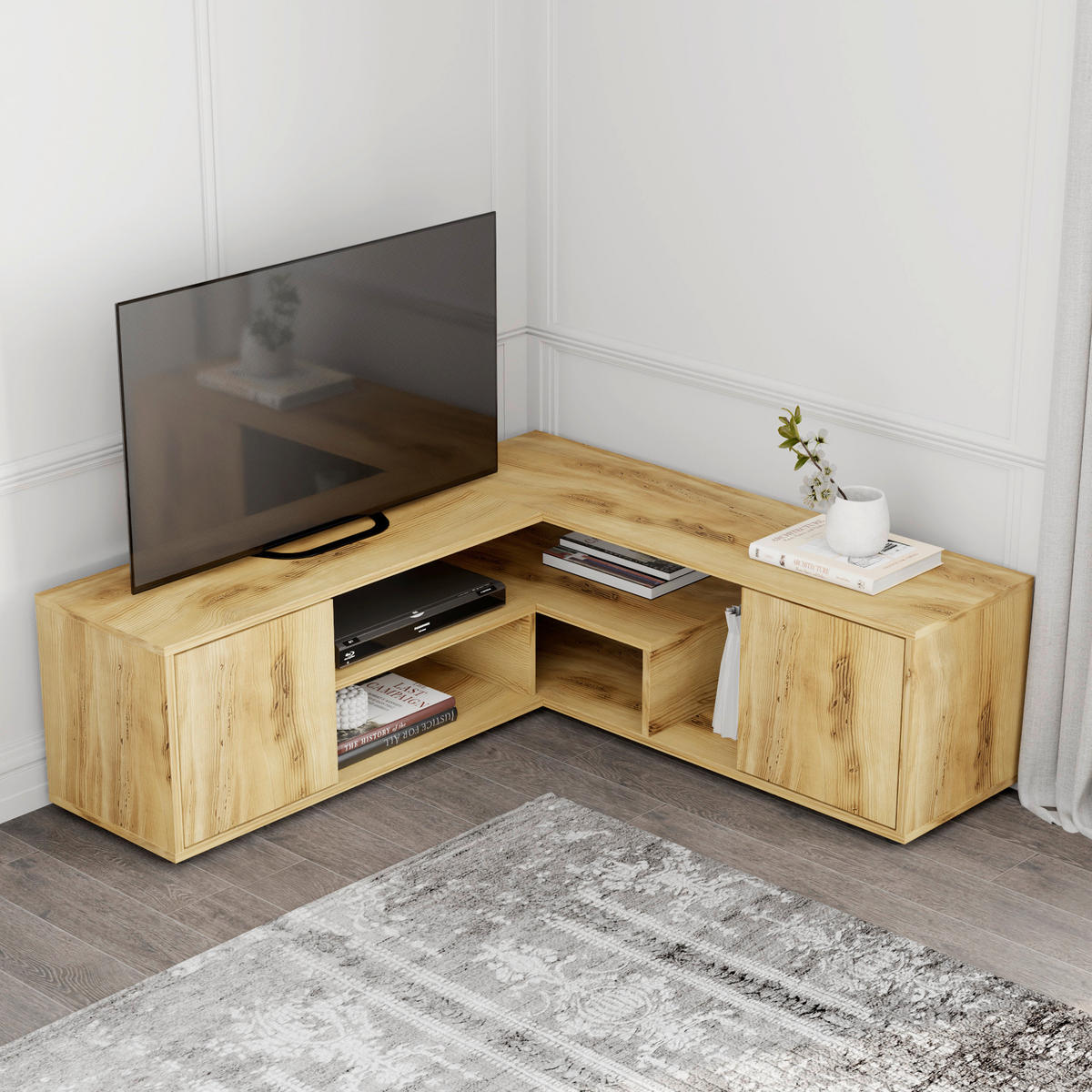 LOWBOARD Rosa TV-Ständer  in 125/40/120 cm  - Nussbaumfarben, Design, Holzwerkstoff/Metall (125/40/120cm) - Livetastic