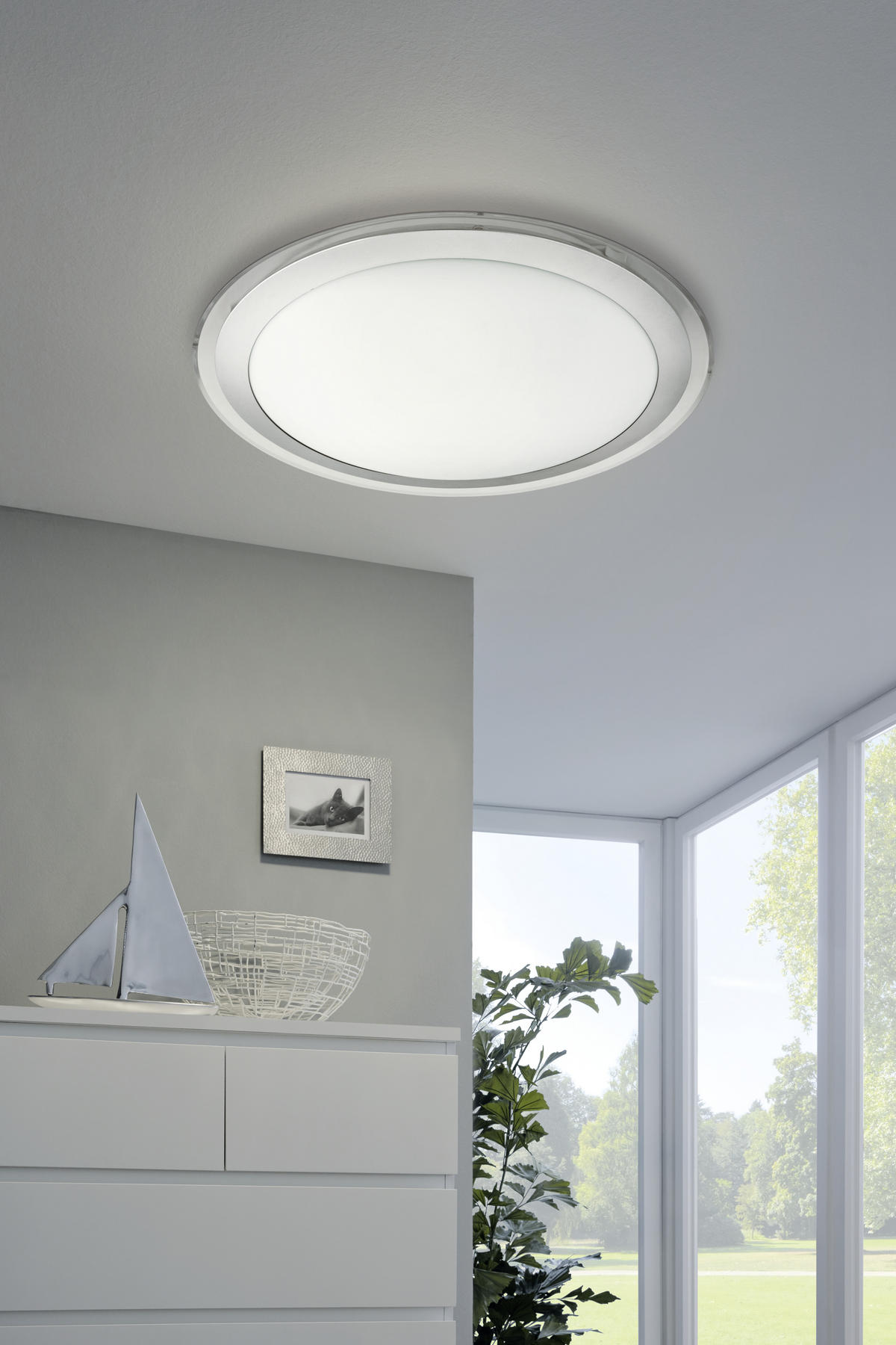 STROPNÉ LED SVIETIDLO, 43/9 cm  - biela/strieborná, Basics, kov/plast (43/9cm)