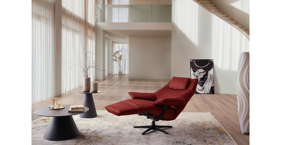 RELAXSESSEL in Leder Weinrot  - Weinrot/Schwarz, Design, Leder/Metall (92/79/82cm) - Dieter Knoll
