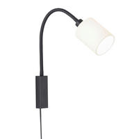 VÄGGLAMPA Wolke 11 cm  - svart, Basics, metall/textil (11cm) - Fischer & Honsel