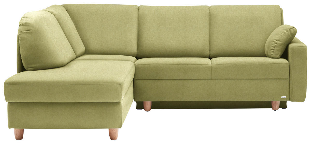 ECKSOFA in Flachgewebe Limette  208/227 cm  - Eichefarben/Limette, KONVENTIONELL, Holz/Textil (208/227cm) - Sedda