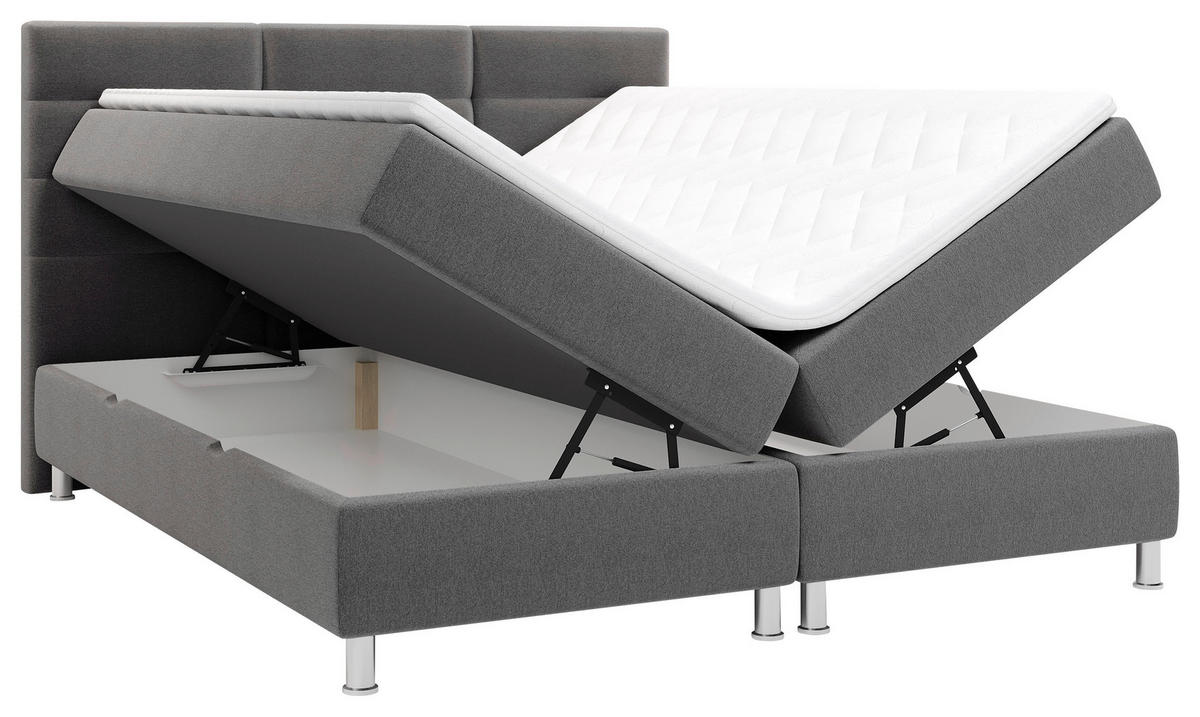 BOXBETT 160/200 cm  in Anthrazit  - Chromfarben/Anthrazit, KONVENTIONELL, Textil/Metall (160/200cm) - Carryhome