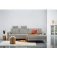 ECKSOFA Hellgrau Cord  - Hellgrau/Schwarz, KONVENTIONELL, Textil/Metall (276/173cm) - Carryhome