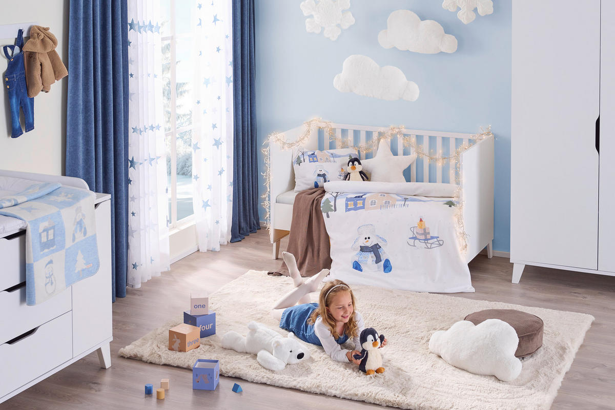 DETSKÁ POSTEĽNÁ BIELIZEŇ 100/135 cm  - modrá/biela, Trend, textil (100/135cm) - Patinio