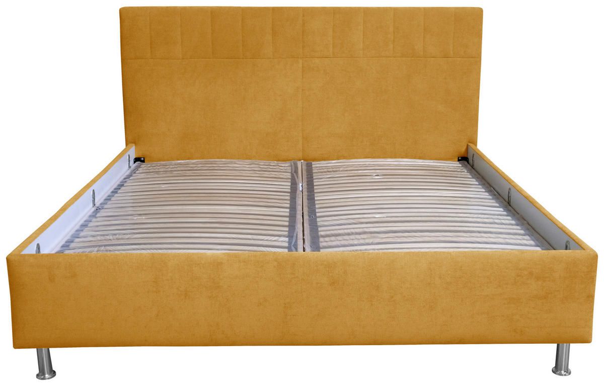 OBLAZINJENA POSTELJA 180 cm   x 200 cm  , tekstil rumena  - barve kroma/rumena, Konvencionalno, umetna masa/tekstil (180/200cm) - Hom`in