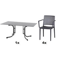 GARTENGARNITUR 5-teilig Stahl 5-teilig  - Anthrazit, Basics, Kunststoff/Metall (57/80/56cm) - Siena Garden