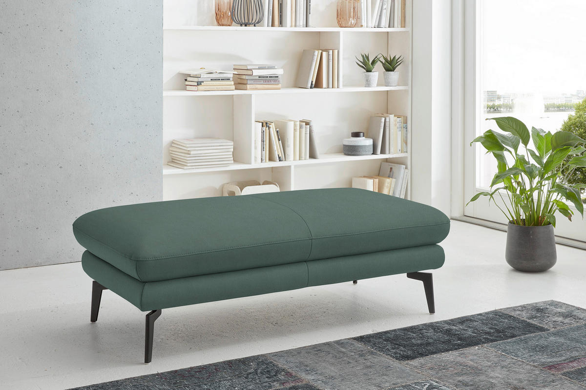 2,5-SITZER in Echtleder Opal  - Opal/Schwarz, Design, Leder/Metall (196/86/104cm) - Dieter Knoll