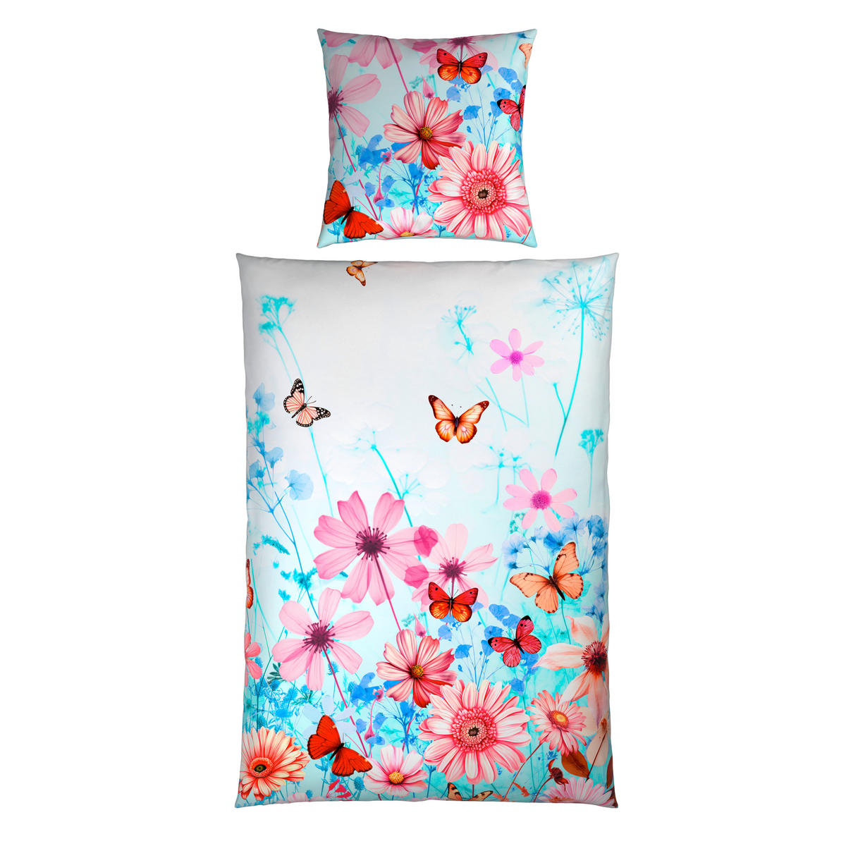 WENDEBETTWÄSCHE Satin 155/220 cm  - Blau/Weiß, Textil (155/220cm) - Esposa