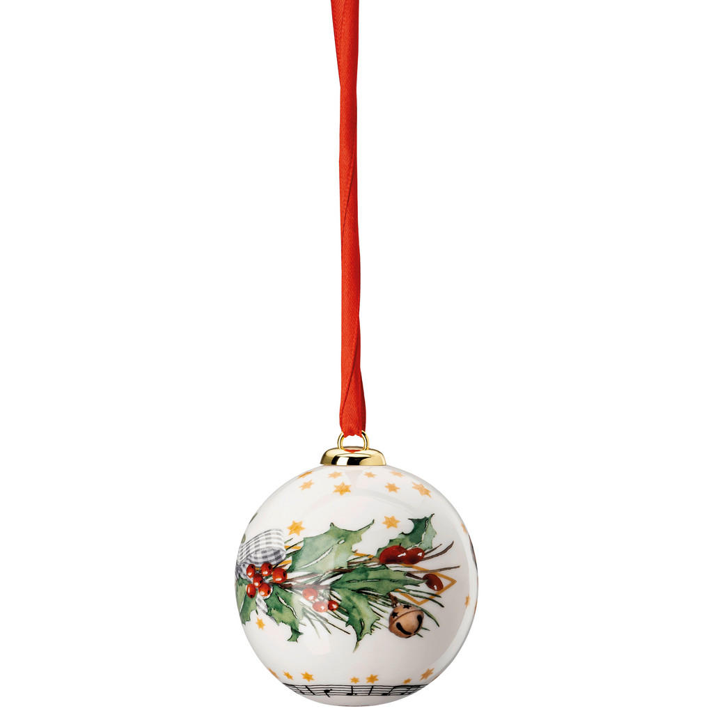 Thumbnail - Hutschenreuther Porzellankugel Weihnachtslieder 2024, Mehrfarbig, Weiß, Keramik, Weihnachten, Kugel, 7.3 cm, zum Hängen,...