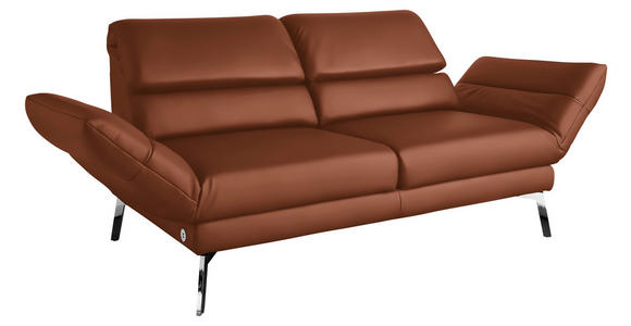 2-SITZER-SOFA in Echtleder Braun  - Chromfarben/Braun, Design, Leder/Metall (172-226/83/96cm) - Dieter Knoll