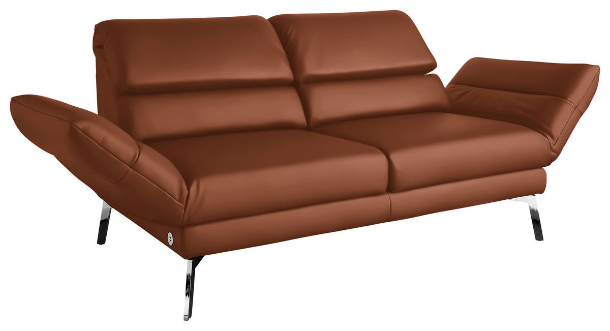 2-SITZER-SOFA in Echtleder Braun  - Chromfarben/Braun, Design, Leder/Metall (178-226/82/96-177cm) - Dieter Knoll
