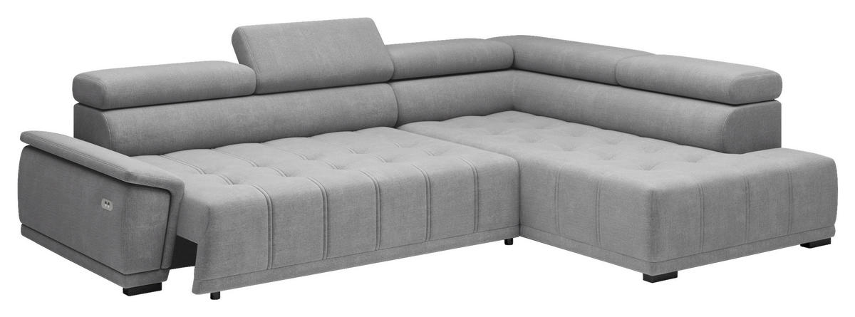 HÖRNSOFFA i chenille, vävt tyg blågrå  - blågrå/svart, Modern, textil/plast (283/106cm) - MID.YOU