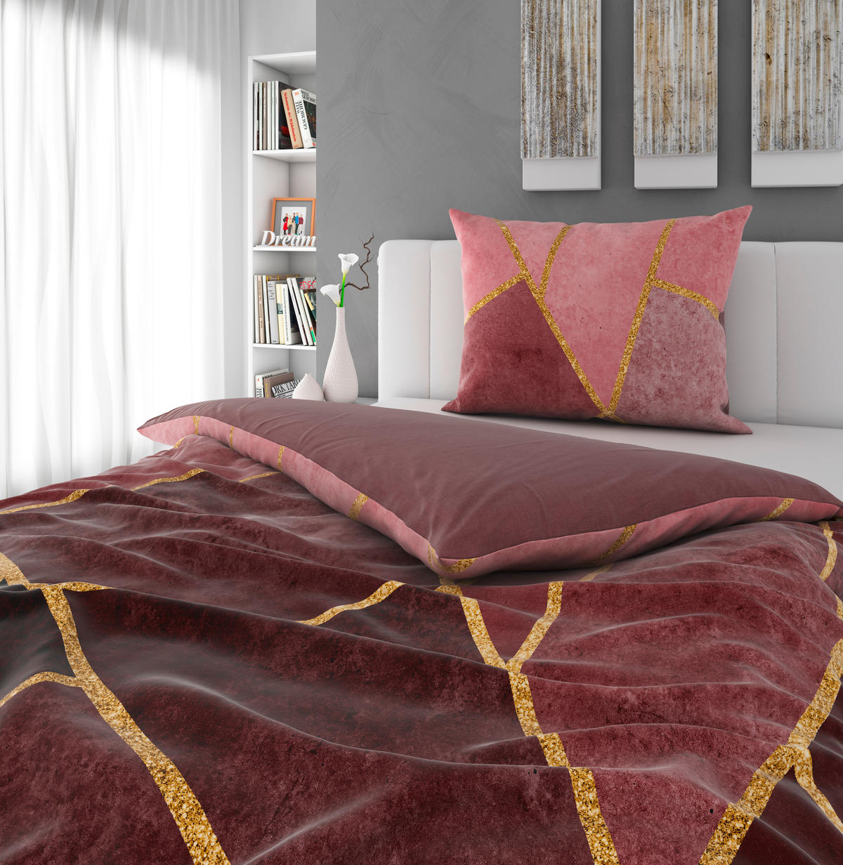 OBOJESTRANSKA POSTELJNINA BORA 140/200 cm saten sivovijolična  - sivovijolična, Basics, tekstil (140/200cm) - Esposa