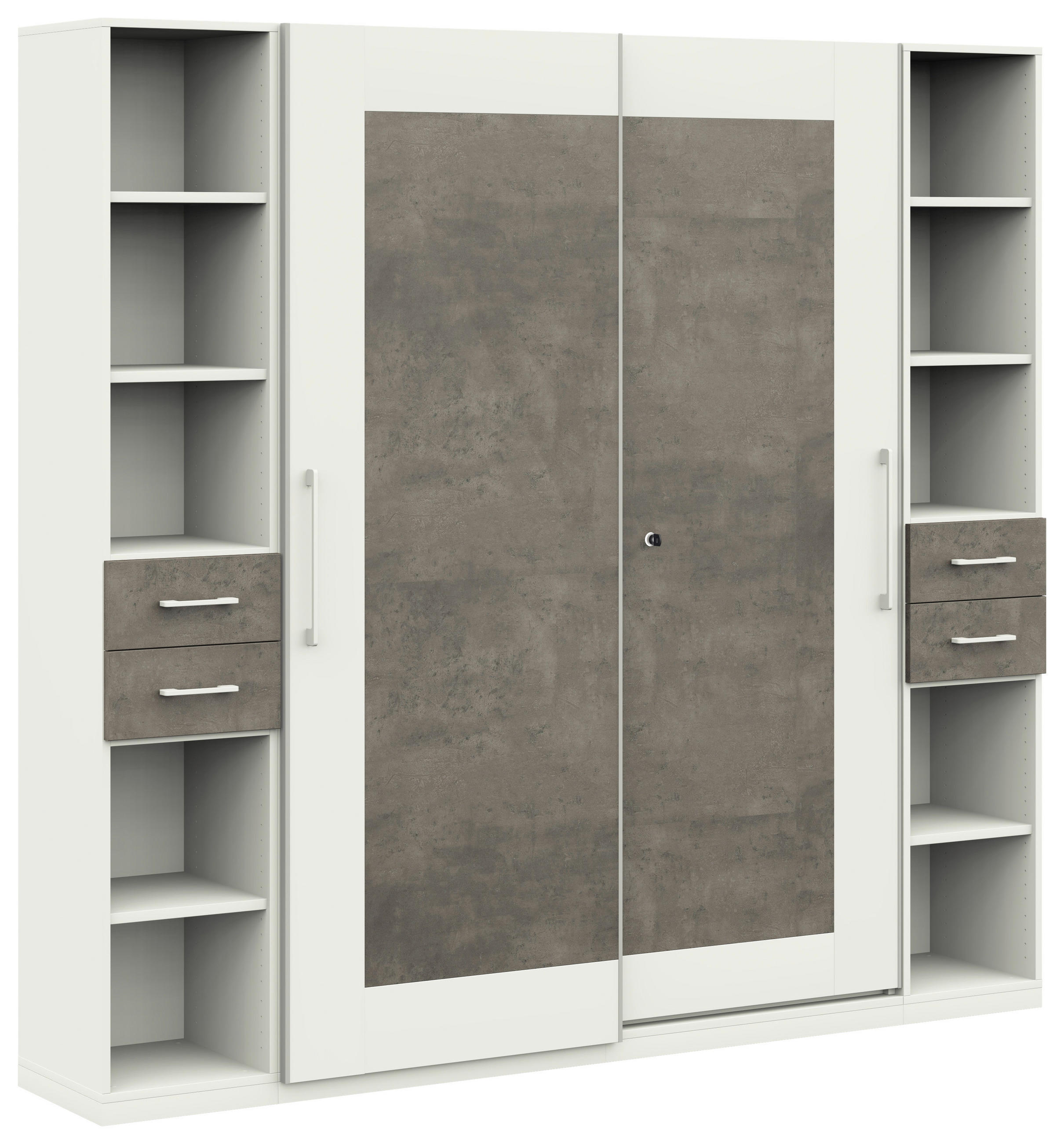 AKTENSCHRANK Anthrazit, Weiß - Anthrazit/Weiß, Basics, Holzwerkstoff (240/220,5/41,9cm) - Moderano