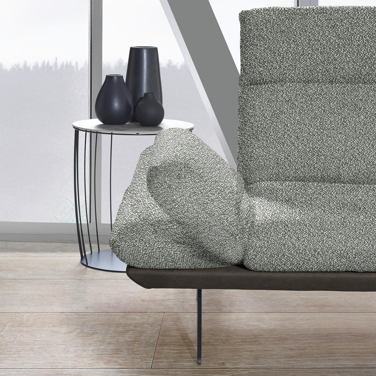 ECKSOFA in Flachgewebe Grau  239/270 cm  - Dunkelgrau/Schwarz, Design, Textil/Metall (239/270cm) - Koinor