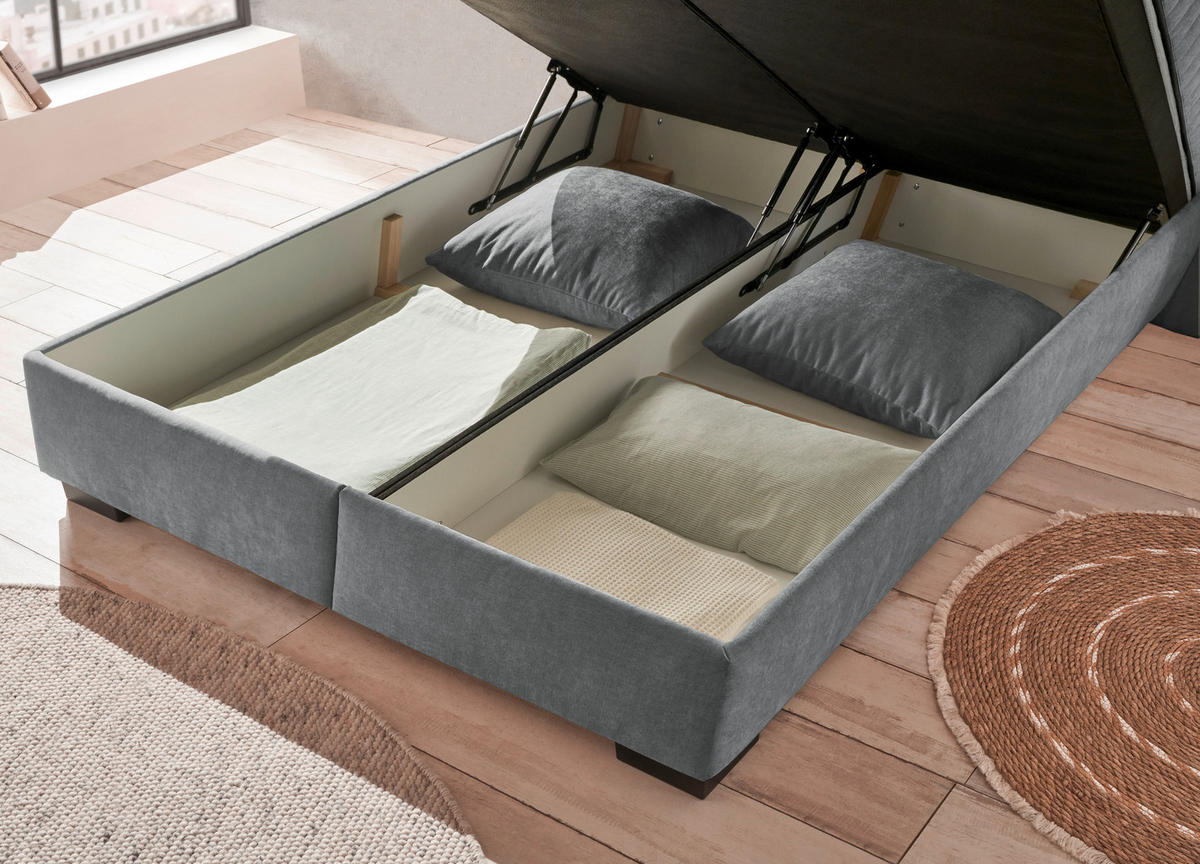BOXBETT 160/200 cm  in Anthrazit  - Anthrazit/Schwarz, MODERN, Holzwerkstoff/Kunststoff (160/200cm) - MID.YOU