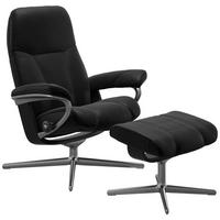 RELAXSESSELSET in Leder Schwarz  - Alufarben/Schwarz, Natur, Leder (82/102/72cm) - Stressless